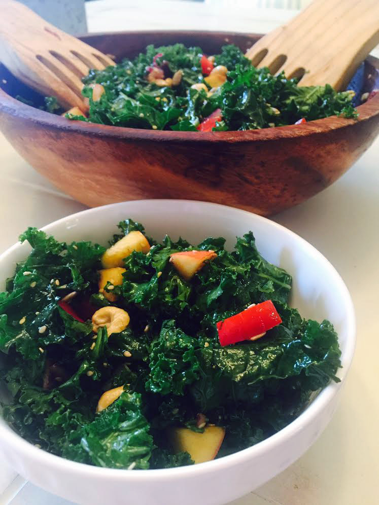 Nutty Kale Salad with Sesame Dressing - Fittest Kitchen